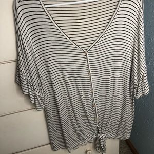 Black and white thin striped top